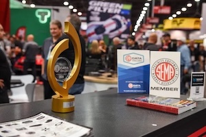 SEMA Data Excellence Award at SEMA Show booth